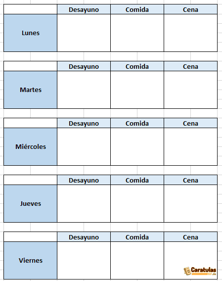 Plantilla para Hacer Menú Semanal Excel 13 Plantilla para Hacer Menú Semanal Excel